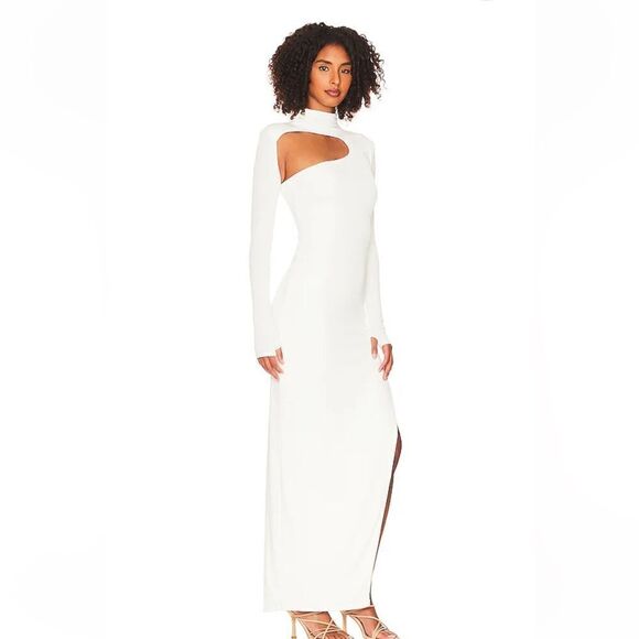 Not Yours To Keep Suzie maxi dress ivory stretch jersey tight cut out Revolve S - Picture 2 of 8